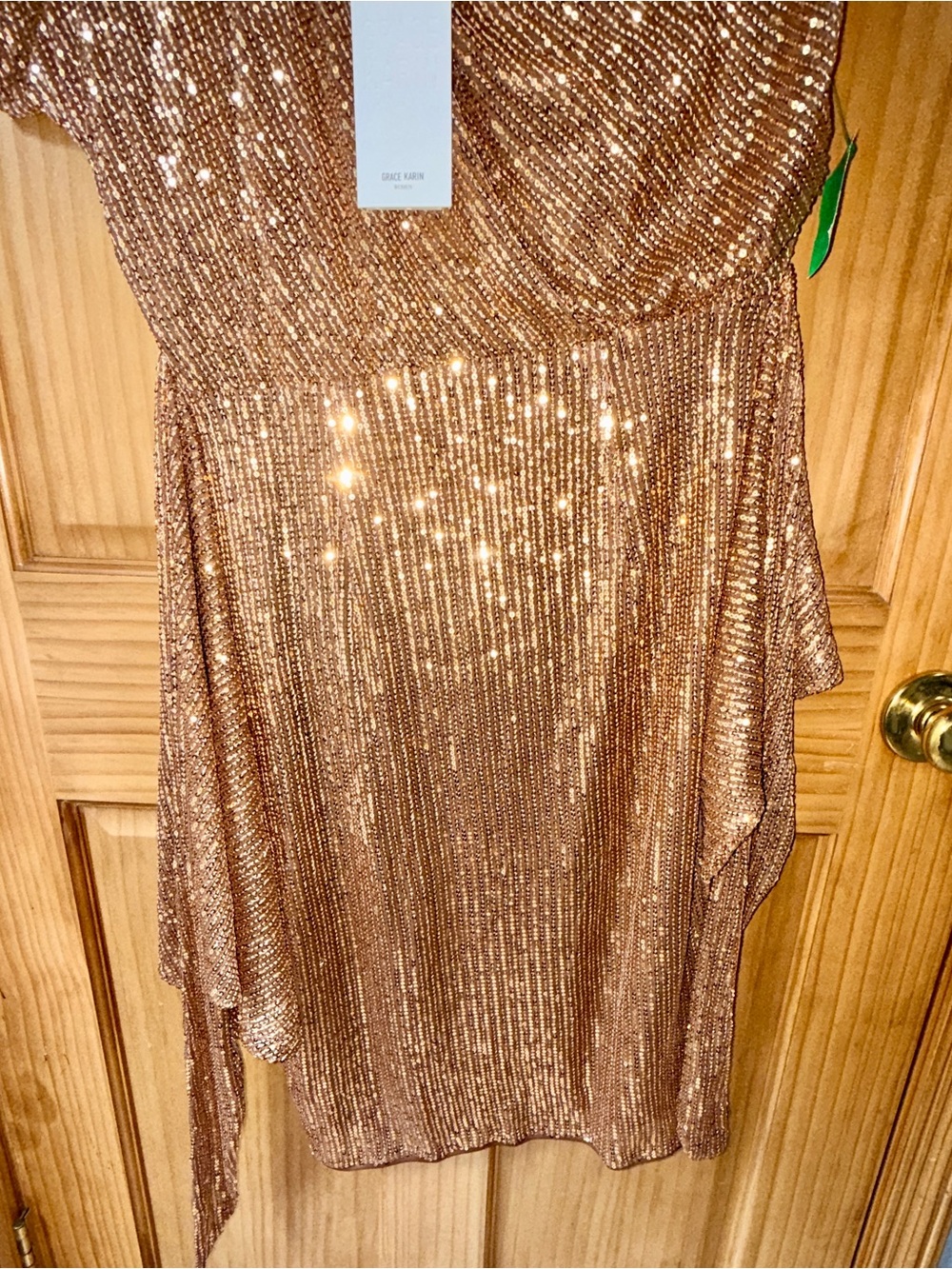 NWT Grace Karin Sequined Asymmetric Off Shoulder Bodycon Party Midi Dress-M - Picture 6 of 14